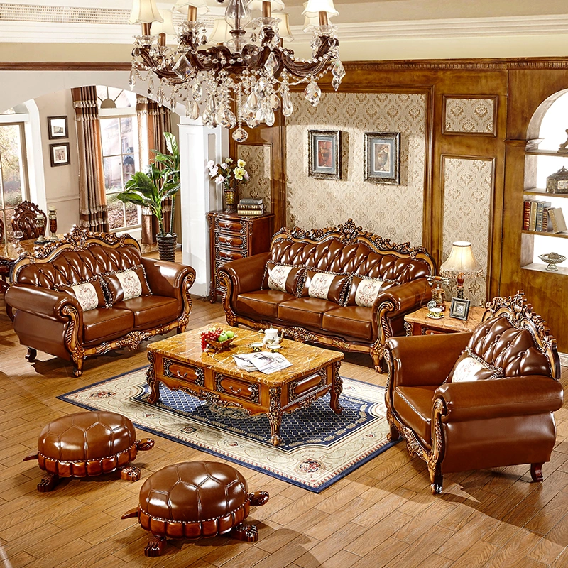 Italian Leather Sofa in Optional Seats for Living Room Furniture