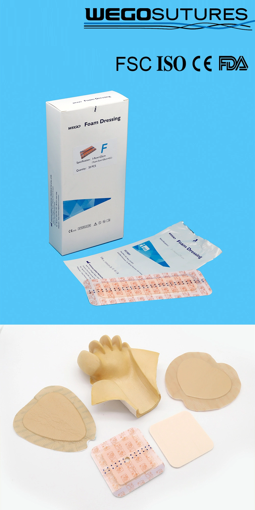 Medical Wound Silicone Foma Dressing Adhesive PU Foam Dressing