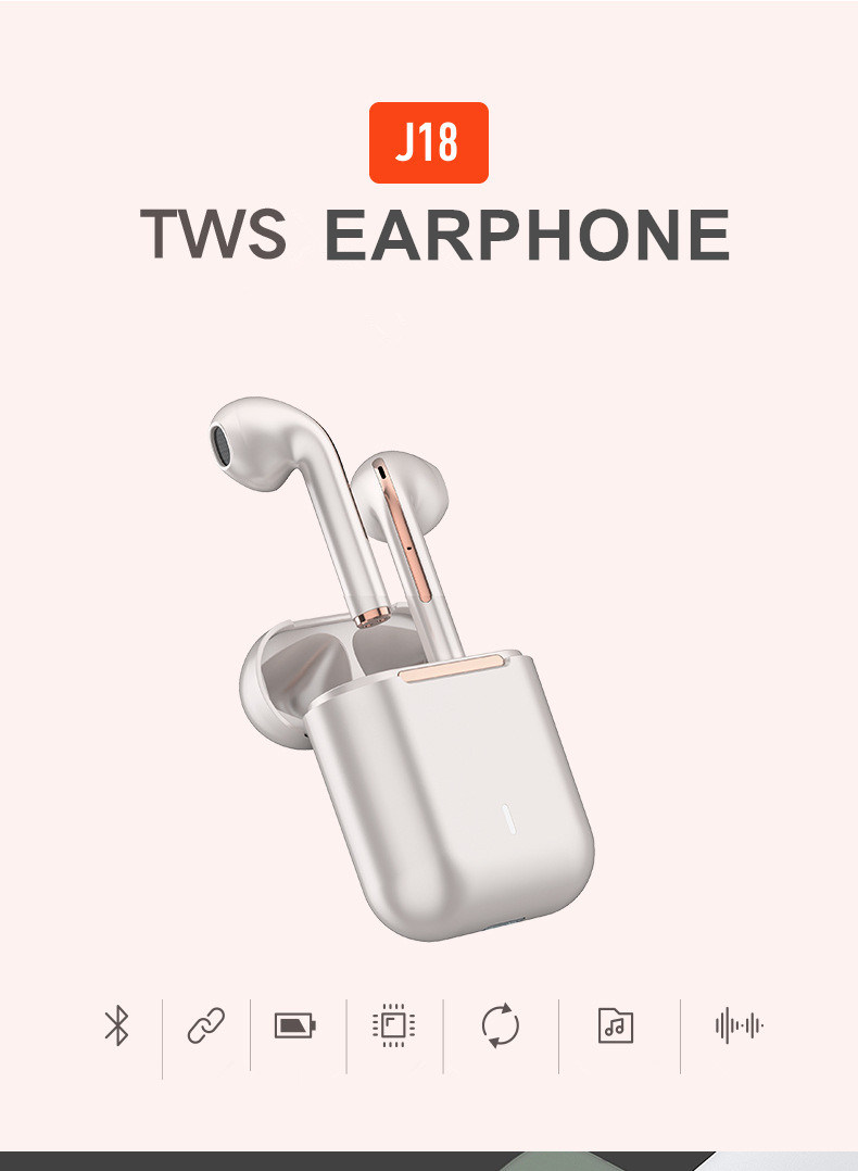 J18 Bluetooth Waterproof Sound Perfect Bt 5.0 Hand Free in Ear Bluetooth Earphone