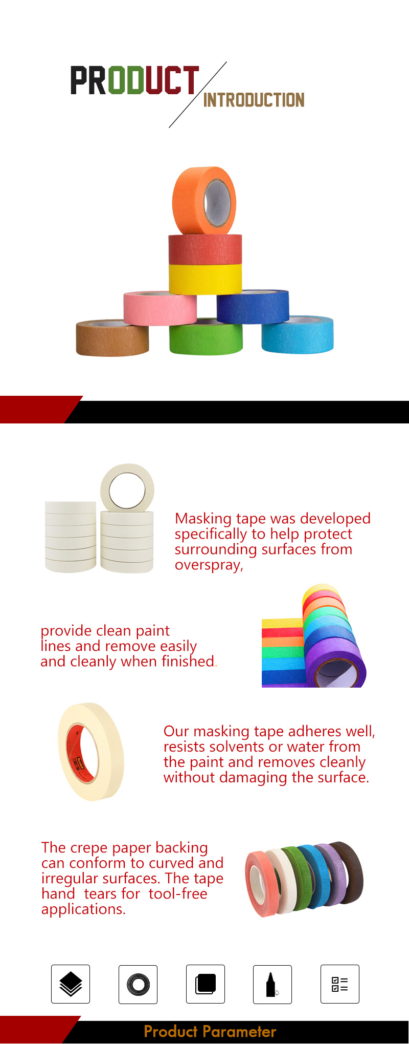 Adhesive Tape Masking Tape Jumbo Roll for Home Decorative