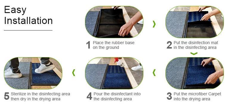 Wholesale Home Polyester Easy Cleaning Floor Entrance Protection Waterproof Anti-Slip Blank Disinfectant Mat