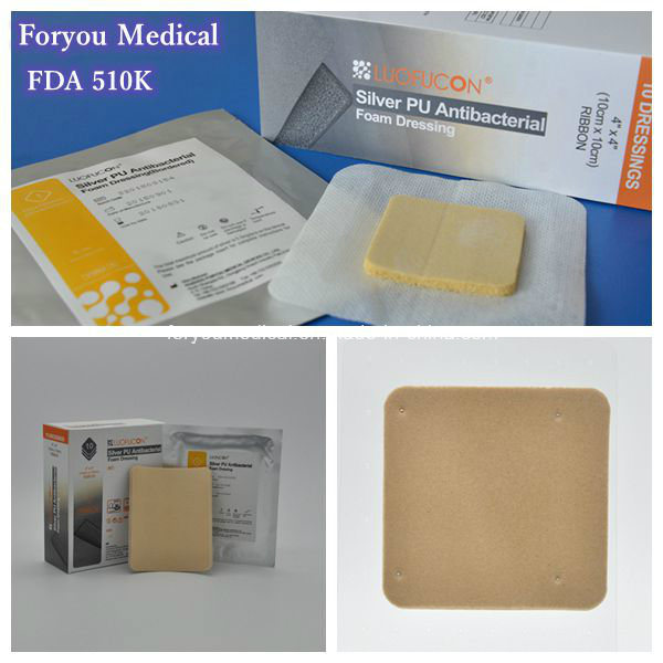 Wound Dressing AG Border Adhesive Foam Dressings Silver for Infected Wounds