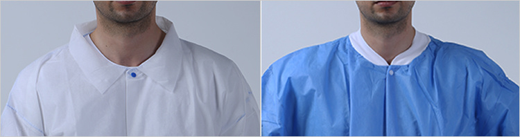 White Wholesale Non Woven Waterproof Anti Static Disposable Lab Coat with Velcro Closure