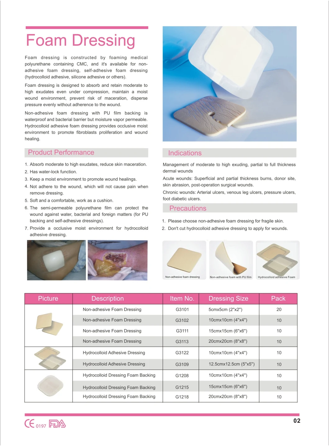 Disposable Medical Supplies Hydrocolloid Foam Dressing 7.5X7.5cm Self-Adhesive