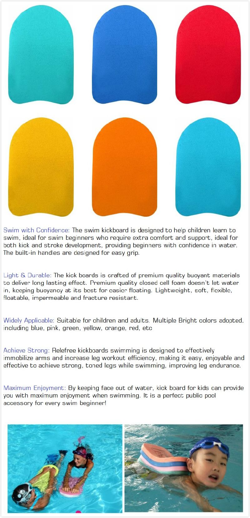 Swimming Accessories - Useful Waterproof EVA Float Kick Swim Kick Borad