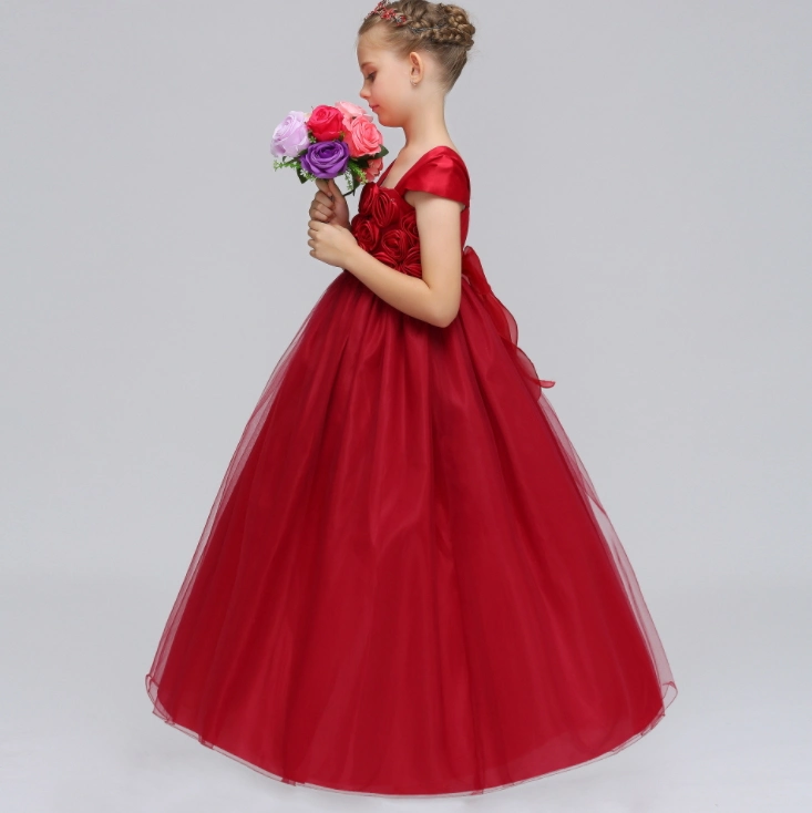 Children's Dress Princess Dress Large Lace Mesh Girls Long