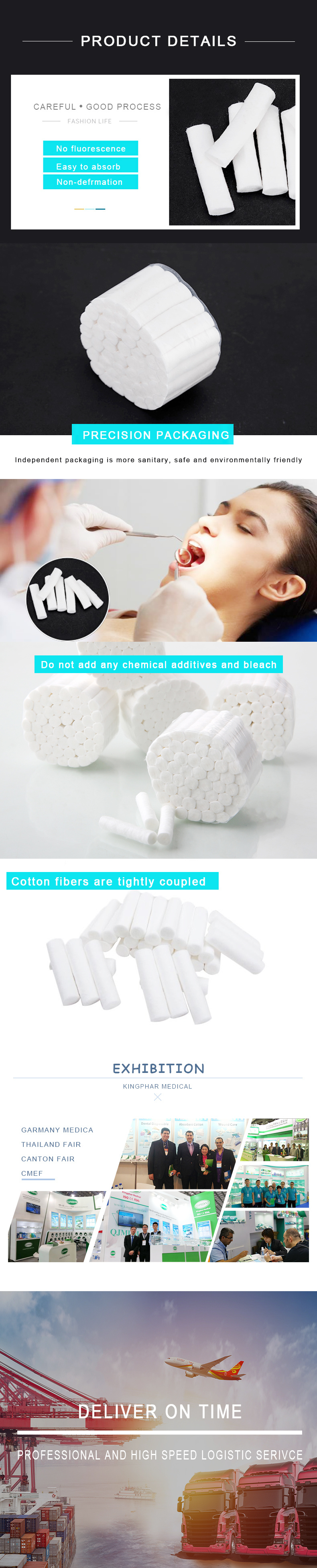 100% Pure Cotton Dental Cotton Roll for Medical Use