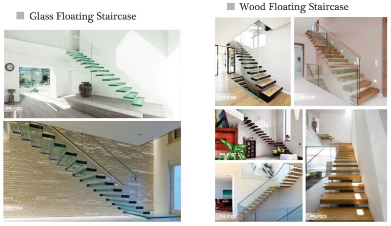 Prima Safety Tempered Glass Handrail Timber Step Floating Staircase