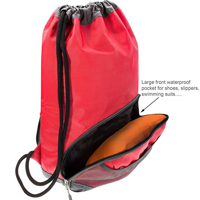 Waterproof Fabric Swim PE Gym Sports Bag Drawstring Sackpack Backpack