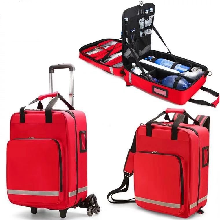 Ambulance Rescue Bag with Trolley CPR Emergency Trauma Kit