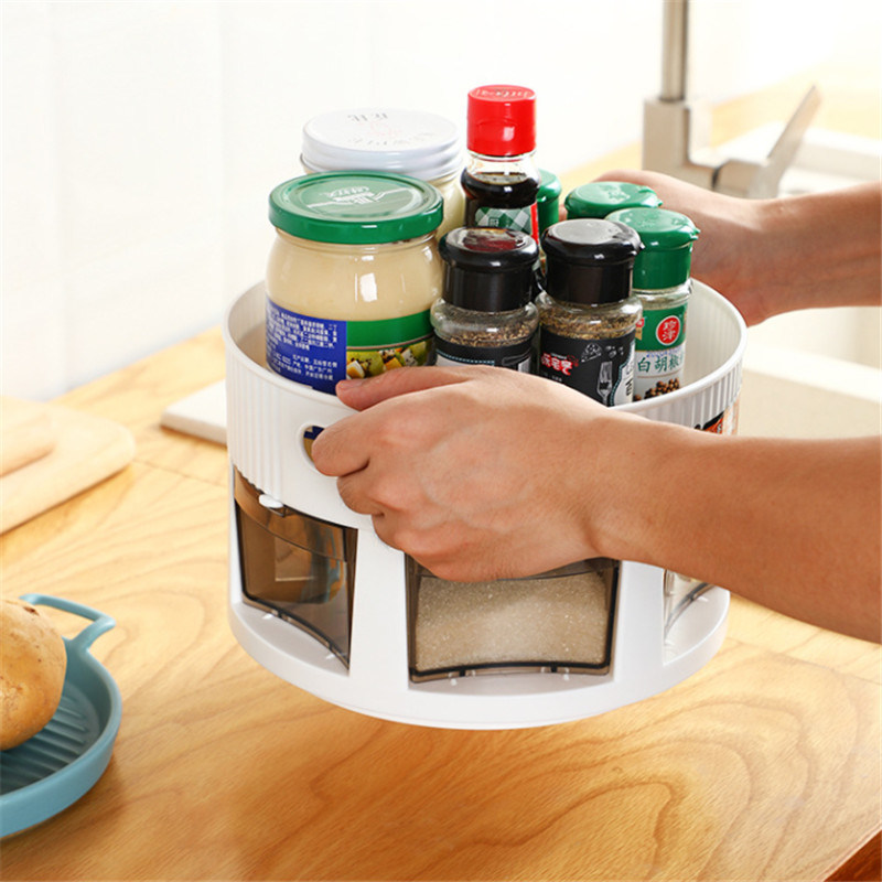 Double-Layer Rotating Rack for Kitchen Condiments
