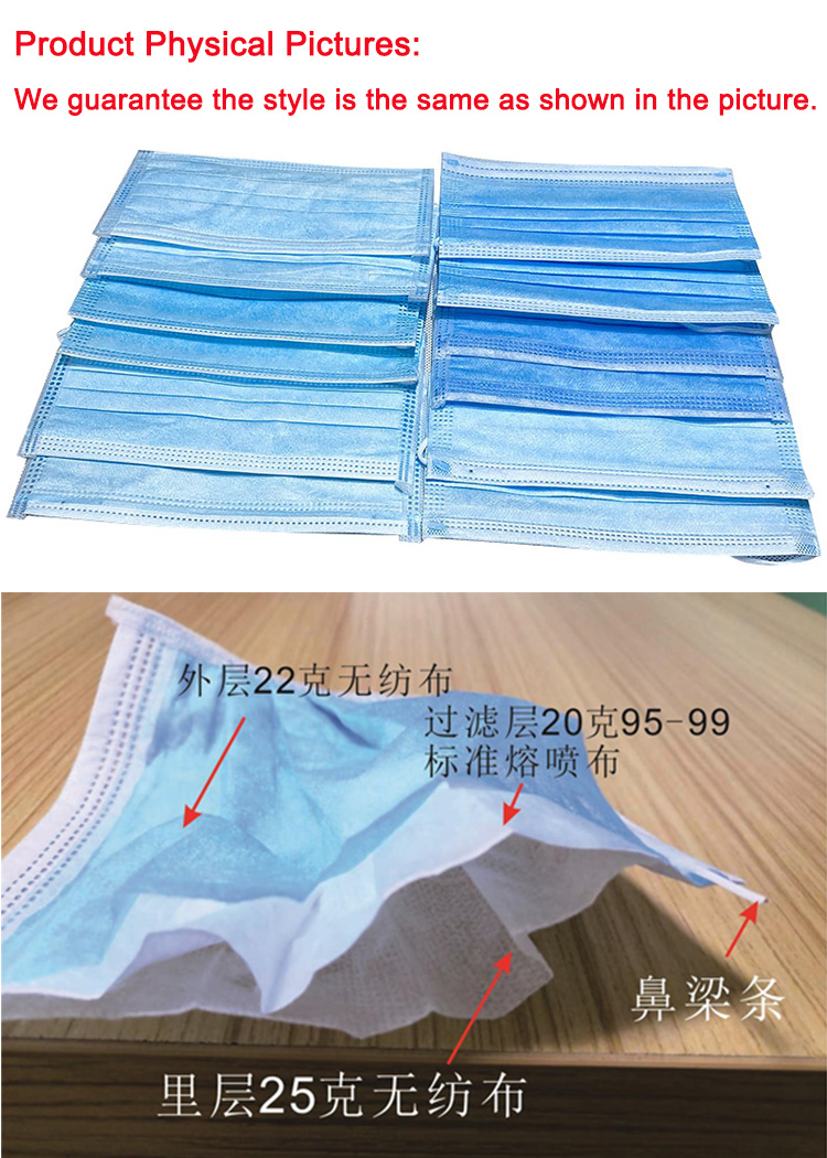 Surgical Mask Face Mouth Non Woven Fabric Disposable Medical Anti-Dust Surgical Earloops Masks