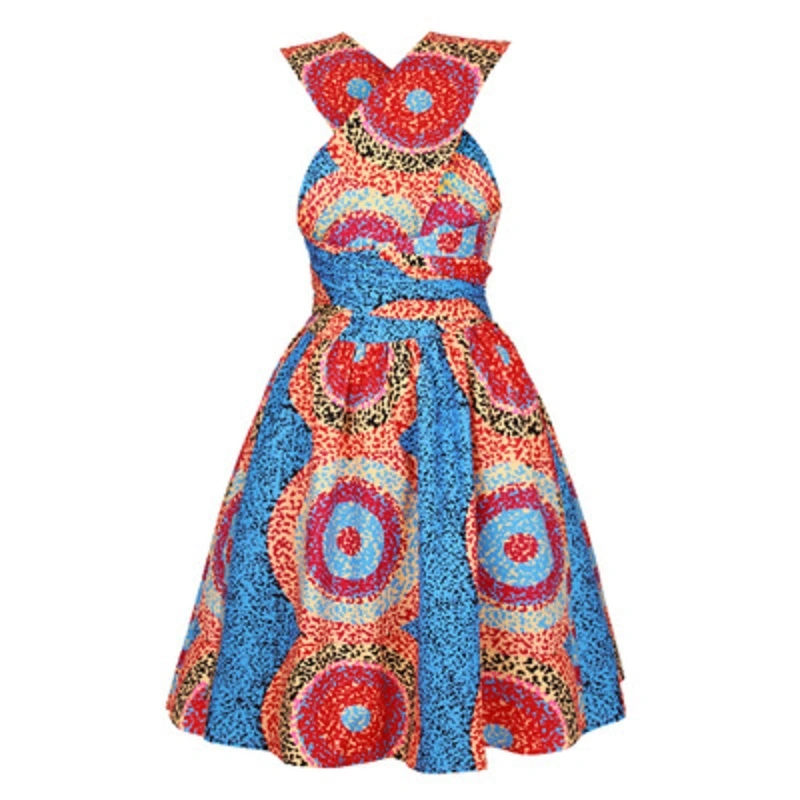 Women African Dresses Pleated Noble African Print Clothes Mini Dress Comfortable Summer Dress Esg13663