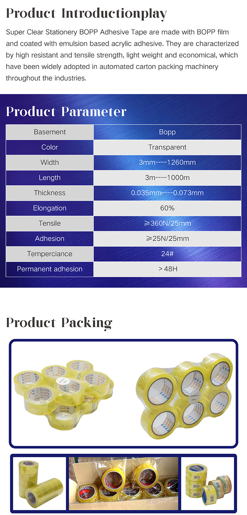No Bubble Adhesive Tapes BOPP Adhesive Tape Packaging Tape BOPP Adhesive Tape for Sealing Carton