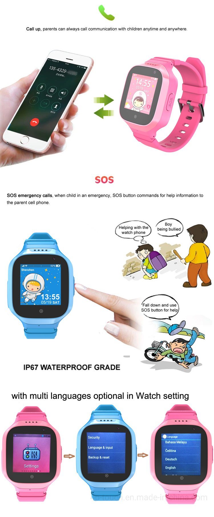 3G Waterproof Waterproof Personal GPS Tracker Watch with Removal Detetction Y20s