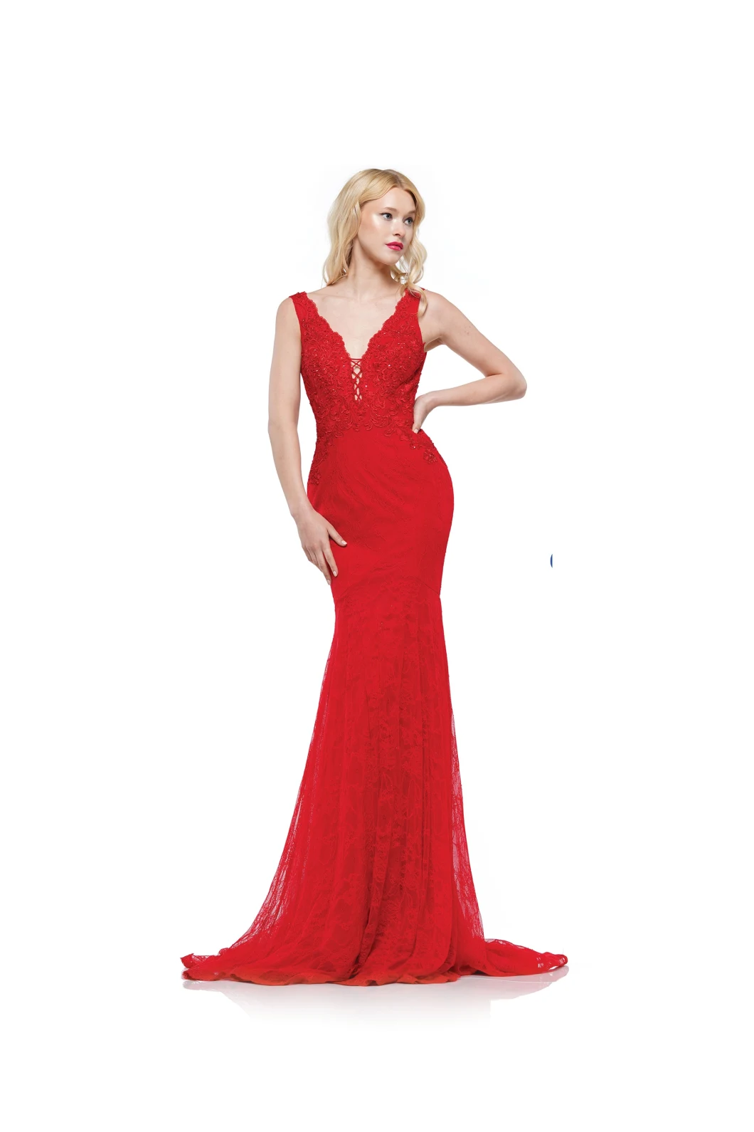 Mermaid Lace Prom Party Dresses Red 15 Dress Tulle Backless Evening Dress