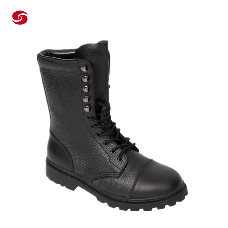 Black Cow Geunine Leather Tactical Boots/Police Boots/Army Boots/Combat Boots/Men Shoes Boots/Solider Boots