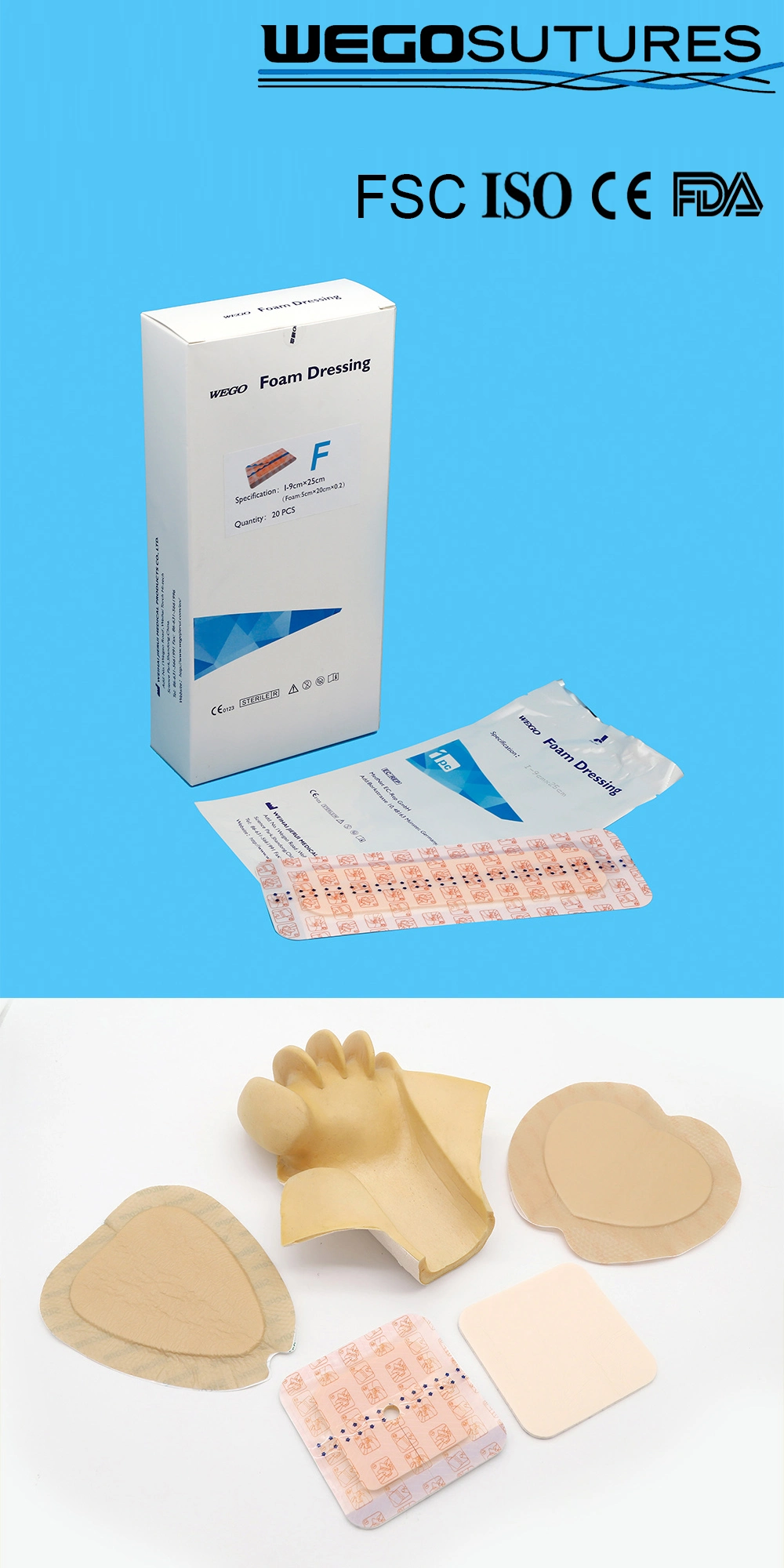 Wound Care Dressing Medical Adhesive+Foam Dressing