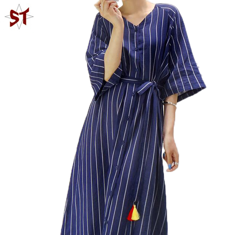 Custom Fashion Stripes Elegant Ladies Long Dress