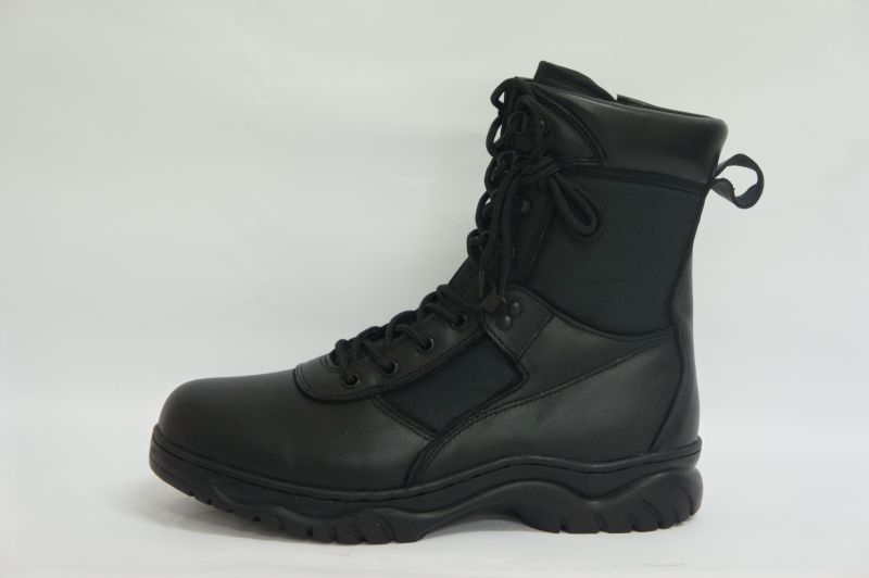 Black Leather Combat Mens Boots