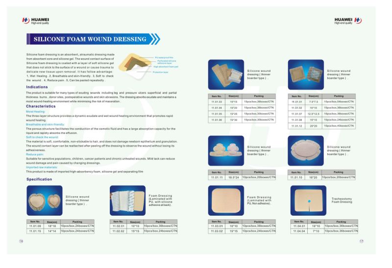 Quick Absorption of Wound Exudate Wound Dressing Silicon Wound Dressing