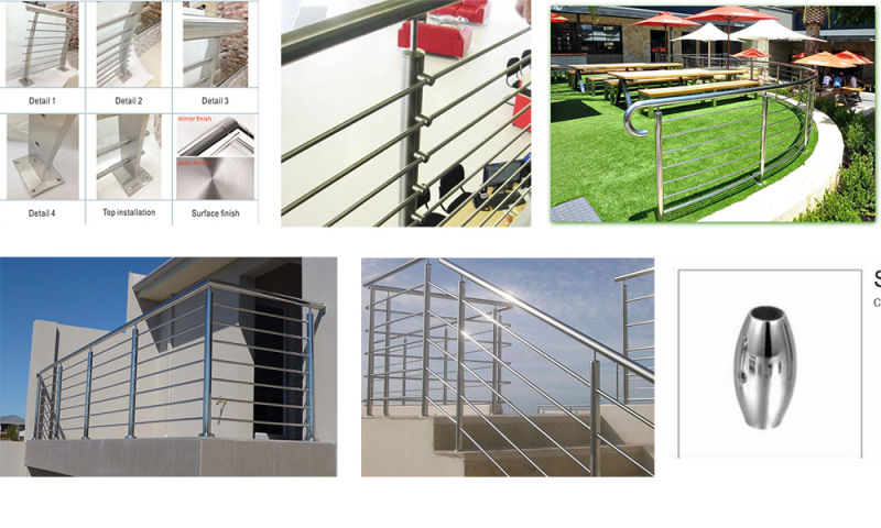 Modern Stair Railing Design with Rod Bar Railing Stainless Steel Railing