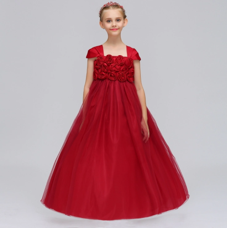 Children's Dress Princess Dress Large Lace Mesh Girls Long