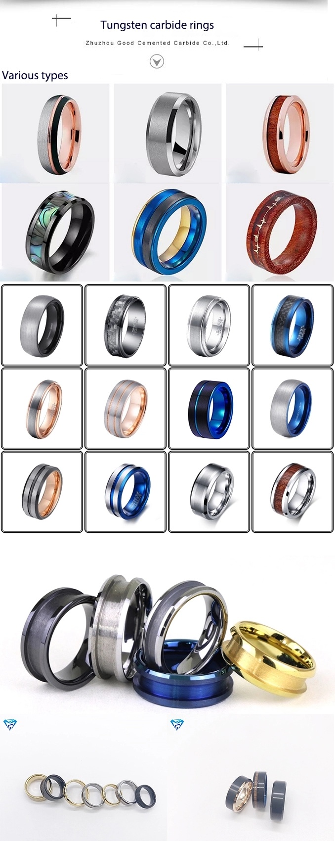 Custom Made Tungsten Carbide Rings for Finger Decoration