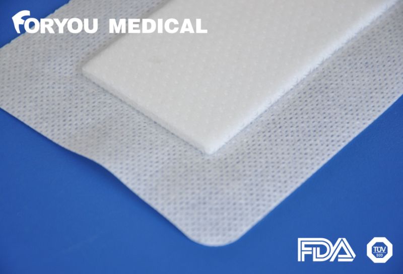 Advanced Silicon PU Bordered Foam Dressing for High Exuding Moist Wound Care