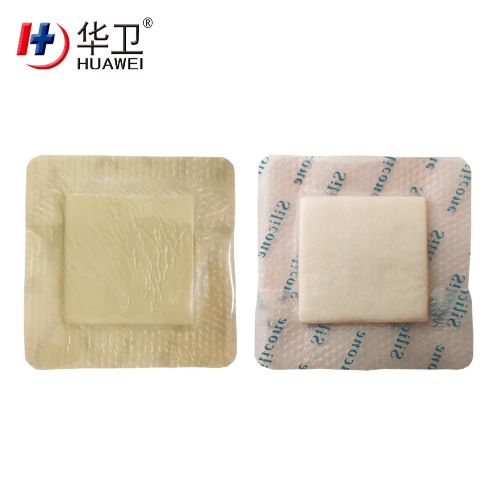 Waterproof Pink PU Film Silicone Foam Wound Dressing Island Type for Exudative Wounds