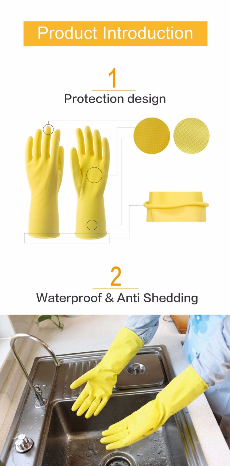 Waterproof Household Gloves Flocklined to Protect Hands From Injury
