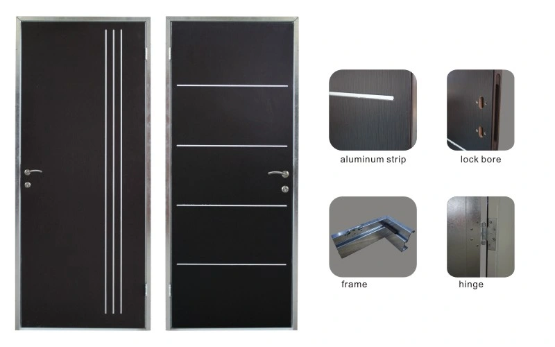 Israeli Grand Aluminum Strips Inserted Steel Interior Door