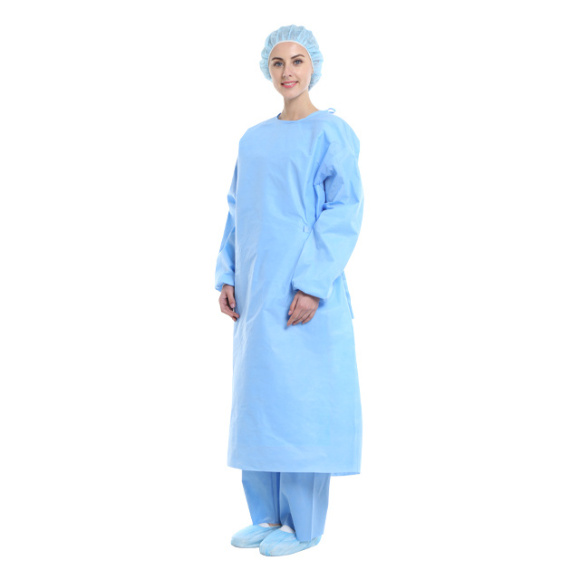 Sterile Disposable Surgical Gown Reinforced Medical and Surgical Gown with Knitted Cuff