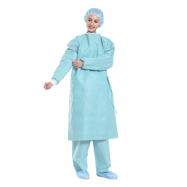 Sterile Disposable Surgical Gown Reinforced Medical and Surgical Gown with Knitted Cuff