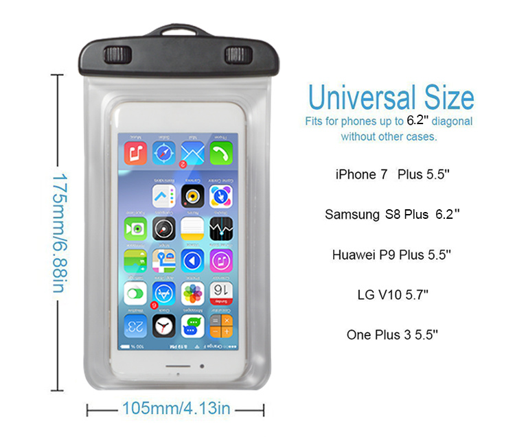 2018 Waterproof Swimming Plastic Mobile Phone Waterproof Bag for iPhone