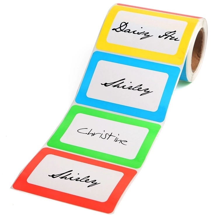 Custom Beautiful Name Labels Stickers Logo Adhesive colorful Name Tag Sticker Labels in Roll