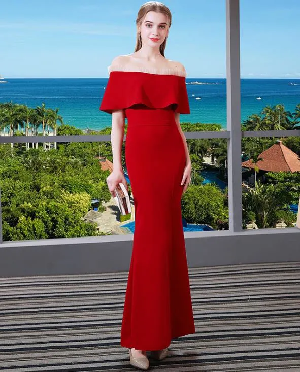 Red Bind Back Lace Sexy Fashion Elegant Party Dress Evening Dress Bridesmaid Dress