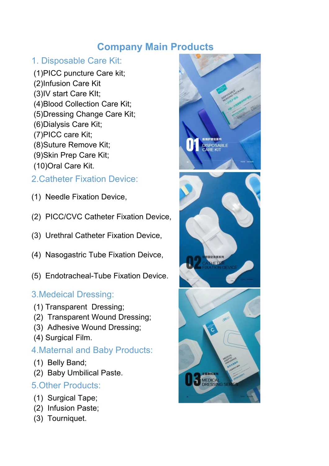 Medical Sterile Adhesive Non-Woven Wound Dressing with Absorbant Pad