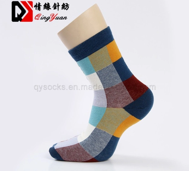 Cotton Men's Socks Autumn and Winter Compression Socks Colorful Square Happy Dress Socks