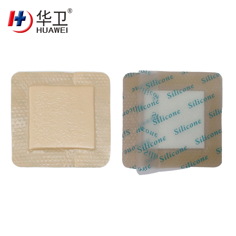 Waterproof Pink PU Film Silicone Foam Wound Dressing Island Type for Exudative Wounds