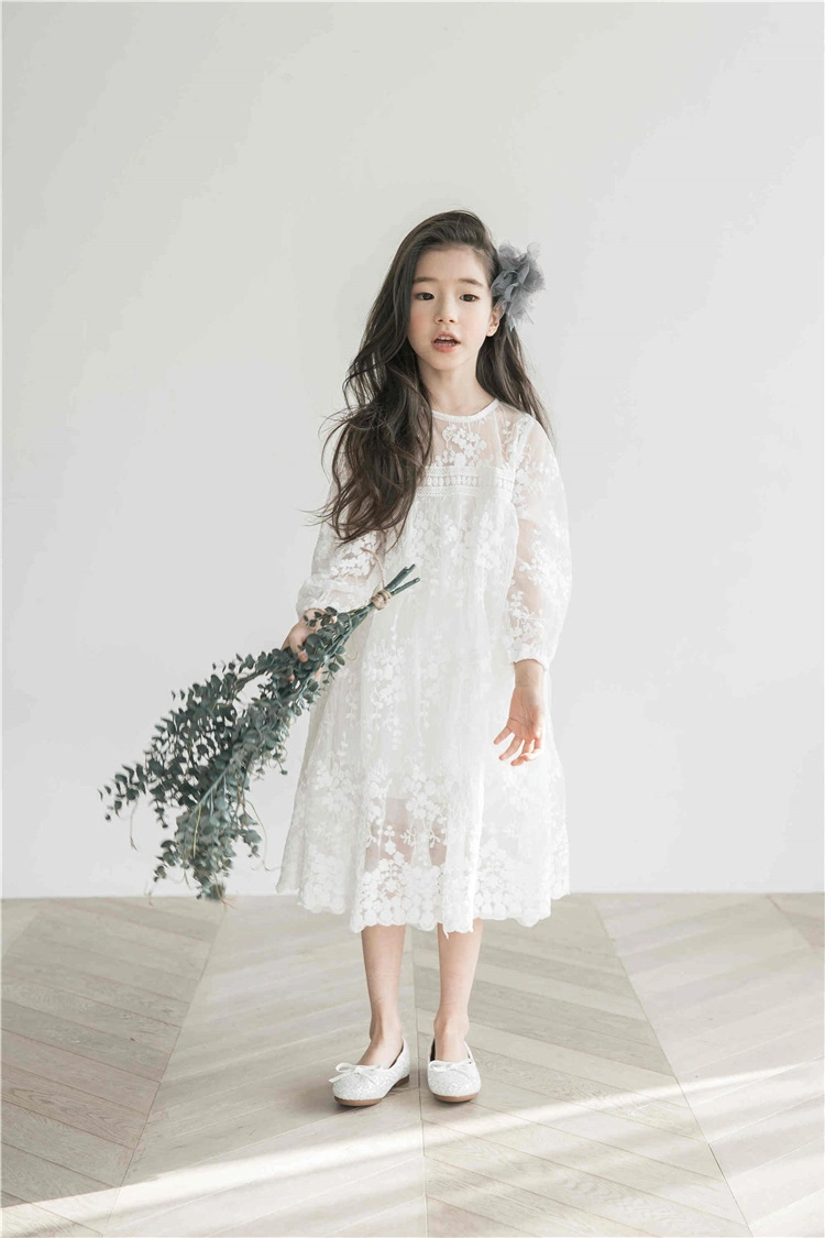 Long Lace Dress Children Dress Kid's Clothing Girl Casual Dress