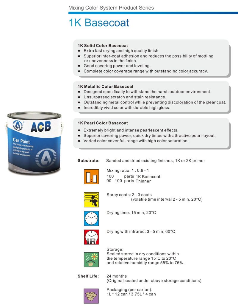 Acb Acrylic Automotive Spray Refinish 1K Base Coat