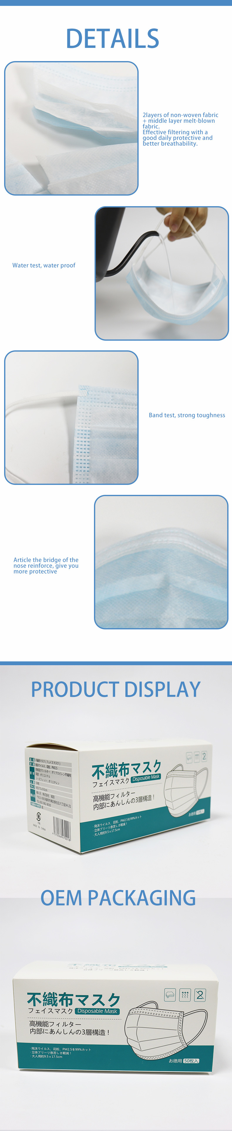 Anti Dust and Virus Protective 3 Ply Disposable Face Mask with Earloop Low Price Sterile Disposable Sterile 3 Ply Facemask