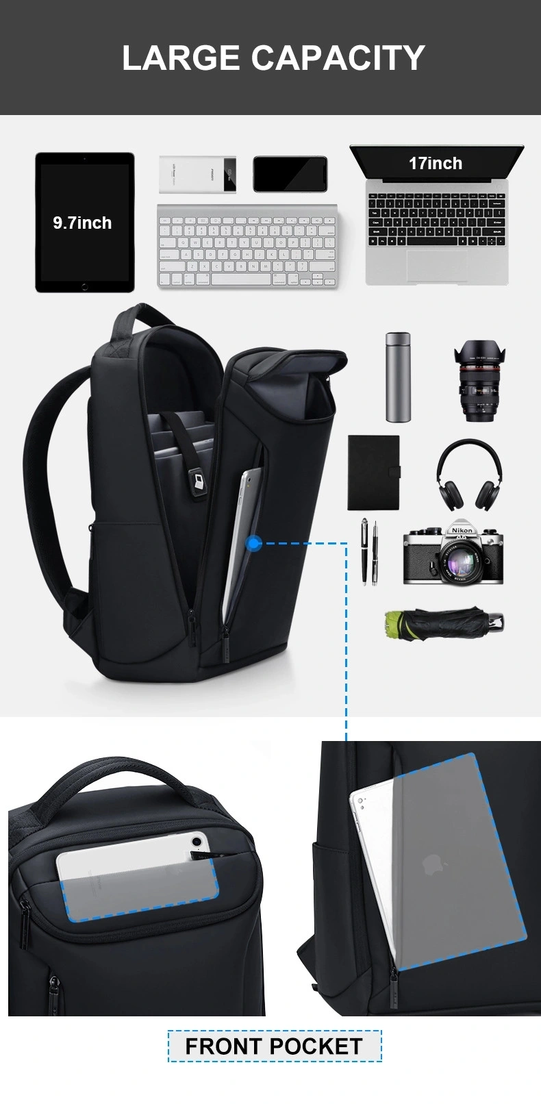 New Oxford Waterproof 17inch Business Laptop Backpack Large Capacity Waterproof Travel Backpack Fashion College Bag