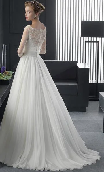 French Lace Long Sleeves Slim Princess Wedding Dress Bridesmaid Dress Evening Dress