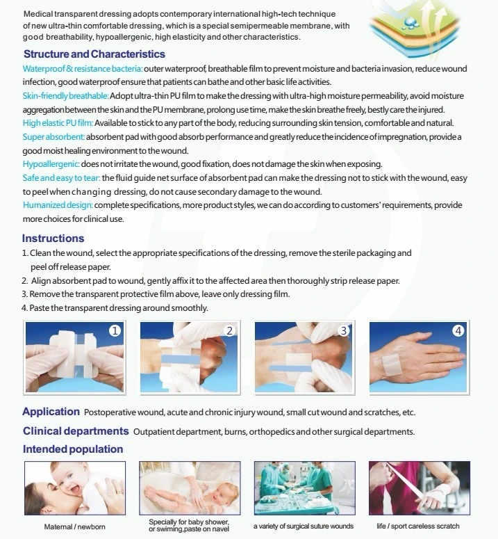 Health & Care Transparent Film Wound Care Dressing for Medical Use