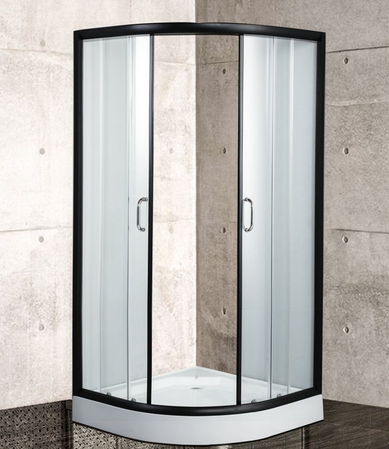 High Quality Sliding Clear Glass Shower Cabin with Black Frame