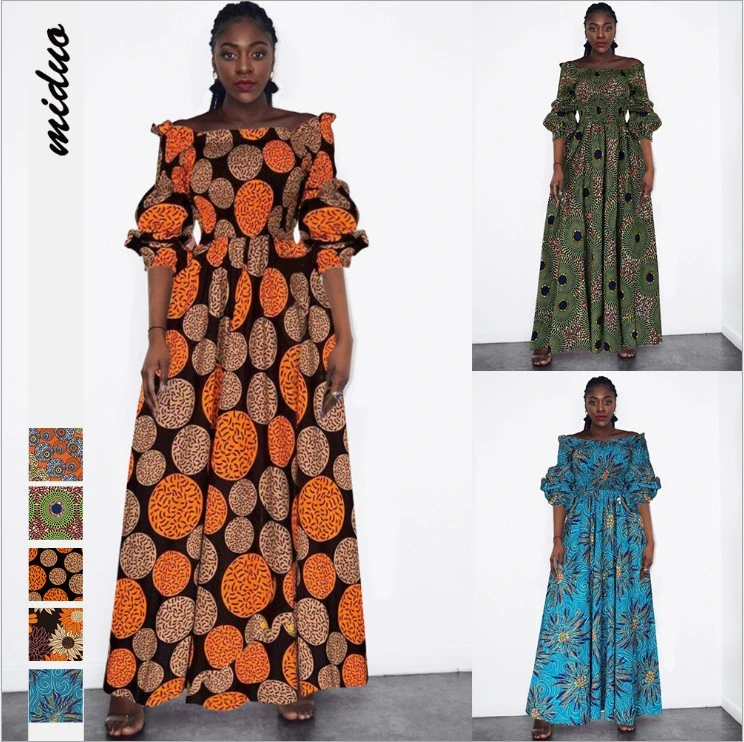 Turkey Ethnic Dresses African Dress Design Women Floral Digital Printing Dress Lady Dress