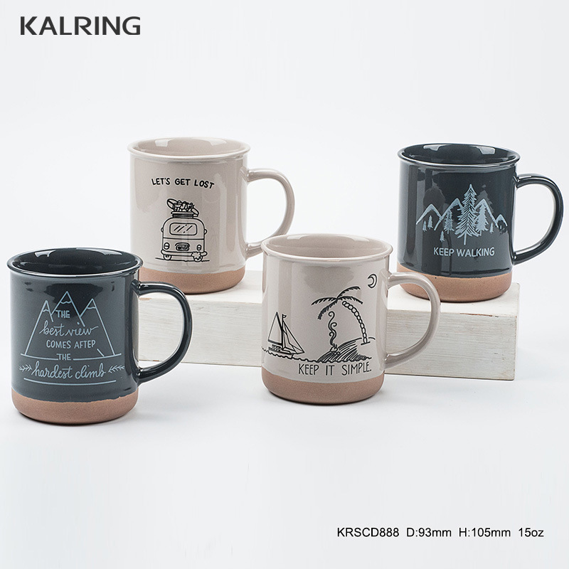 Ceramic Mug with Stoneware Material with Colofru Glaze with Special Bottom with Coffee Design