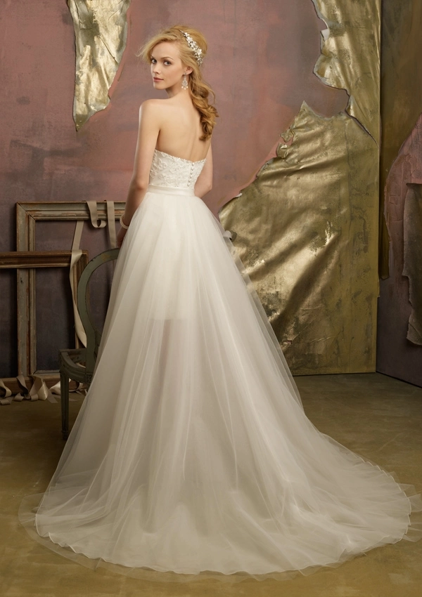 Hi-Low Wedding Dress Two Pieces Arabic Bridal Detachable Train Wedding Dress